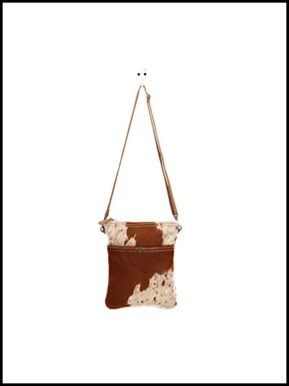 Cow Print Crossbody Bag - Genuine Leather Western Purse